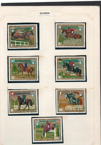 STAMPS GUINEA 1972 OLYMPICS HORSE JUMPING ALBUM SHEET 7 STAMPS USED - Picture 1 of 1