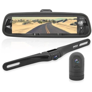 Pyle HD Video Recording System Dash Cam w/Rearview Mirror Monitor, Backup Camera - Picture 1 of 8