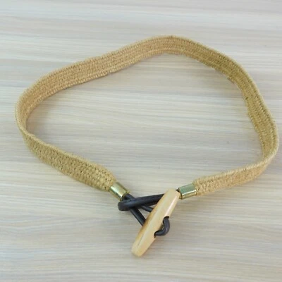 80s Vintage Womens Toggle Belt Small Braided Straw Cinch Eco Coastal Boho Canvas - Image 1 of 4