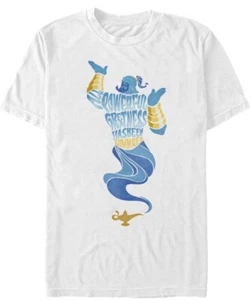 Disney Aladdin White T-Shirt Genie Summoned Powerful Greatness Size Small - Picture 1 of 4