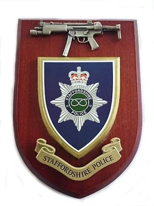 Staffordshire Police Force with Pewter MP5 Military Wall Plaque - Picture 1 of 1