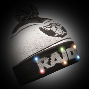 Las Vegas Raiders Big Logo Light Up Beanie Winter Hat Toque Cuffed Pom Knit LU18