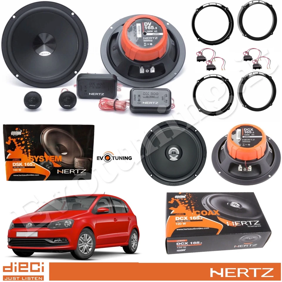 HERTZ EVOTUNING Kit 6 Casse Hertz Dsk+Dcx 165.3 Anteriori e Posteriori per VW Polo 9N/6R/6C