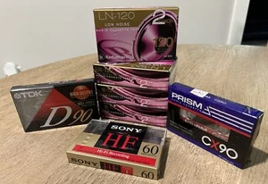 11 Mixed NEW Sealed Blank Audio Cassette Tapes: Radio Shack, TDK, Sony & Prism! - Picture 1 of 19