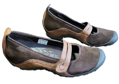 Merrell Plaza Bandeau Womens Sz 8 Mary Jane Chocolate Suede Slip On Wedge Shoes - Image 1 of 4