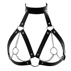 Women Leather Harness Bra Belt Body Bondage Lingerie Chain Top Sexy - Picture 1 of 5