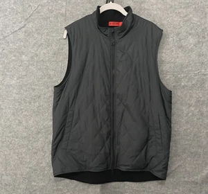 G/Fore Quilted Vest Mens Sz L Black Wool Lined Pockets - BACK LOGO - Picture 1 of 11