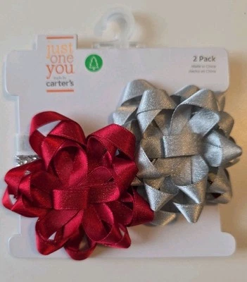NUEVA Diadema Carter's Just One You Baby (Juego de 2) Navidad/Vacaciones Rojo/Plateado Foto 1 de 2