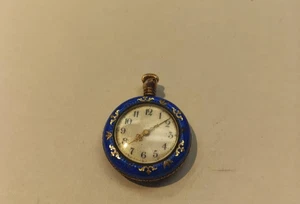 Antique New England Watch Co. Cavour BLUE Enameled STERLING Pocket Pendant Watch - Picture 1 of 6