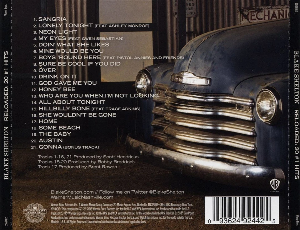 BLAKE SHELTON - RELOADED: 20 #1 HITS NEW CD Foto 1 de 1