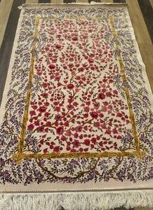 Tree of Life Floral Rug 100x150cm – Elegant Beige & Rose Carpet - Picture 1 of 9