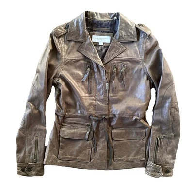 Jaqueta de motociclista/bombardeiro Marc New York-Andrew Marc feminina forrada de couro. Novo. Pequeno - Imagem 1 de 4