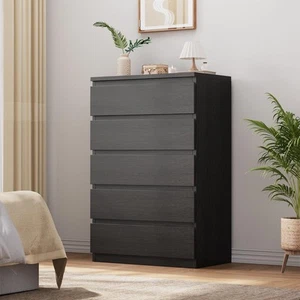 Black 5 Drawer Dresser for Bedroom, Simply Modern Chest of Drawers, Wood Stor... - Picture 1 of 8