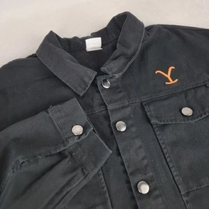 YELLOWSTONE Dutton Ranch Mens BLACK Denim Jacket Coat Cowboy Western Utility M - Picture 1 of 8