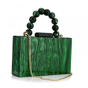 Acrylic Purses Evening Clutch Bag Marbling Handbags for Women Cross Dark Green - Picture 1 of 7