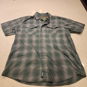 Dixxon Flannel Shirt Mens Large Green The Bixby Plaid Short Sleeve Bamboo Blend - Picture 1 of 7