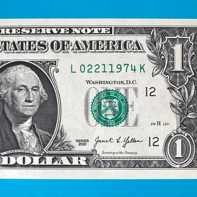 February 21, 1974 (L 02211974 K) BIRTHDAY ANNIVERSARY $1 One Dollar Bill *UNC* - Image 1 of 4