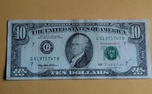 Billete de diez dólares 1995 de la Reserva Federal Chicago G51971747B de colección - Imagen 1 de 8