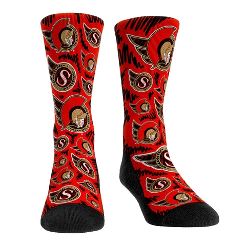 Women's Rock Em Socks Ottawa Senators Logo Sketch Crew Socks Cover
