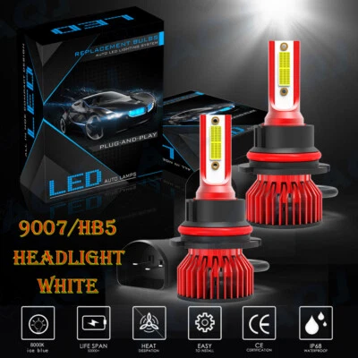 适用于道奇 Stratus 1995 - 2006 LED 车头灯套件 9007 HB5 6000K 白色 高/低灯泡 X — 第 1/4 张图片