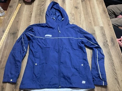 Moletom com capuz Columbia, feminino tamanho XL, azul, zíper completo, jaqueta, 100% náilon - Imagem 1 de 4