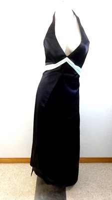 VESTIDO FORMAL DAVINCI FEMININO PRETO CETIM E ACABAMENTO PERFEITO TAMANHO 16 NOVO COM ETIQUETAS - Imagem 1 de 4