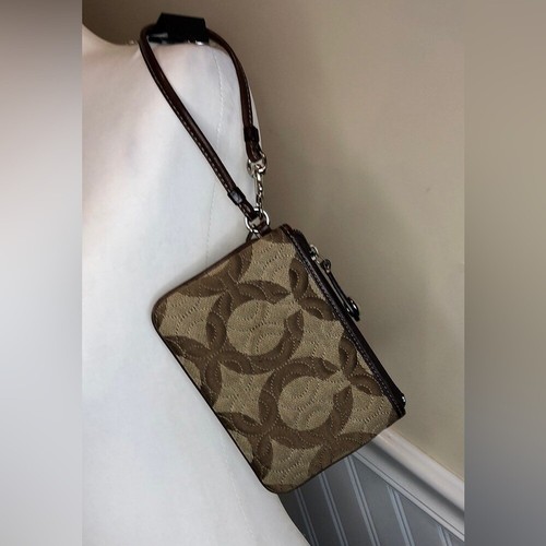 Polso COACH marrone pelle marrone chiaro tela jacquard firma C