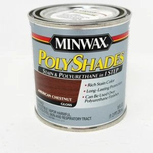 Minwax 21390 Polyshades AMERICAN CHESTNUT GLOSS Stain & Polyurethane 1/2 pt NEW - Picture 1 of 3