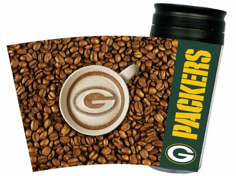 NEW! GREEN BAY PACKERS LATTEAM COFFEE ART TRAVEL TUMBLER 16oz LICENSED Cover