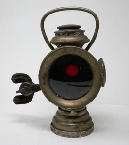 Antique The Neverout Insulated Bicycle Kerosene Safety Lamp Lantern Red Lenses - Picture 1 of 19