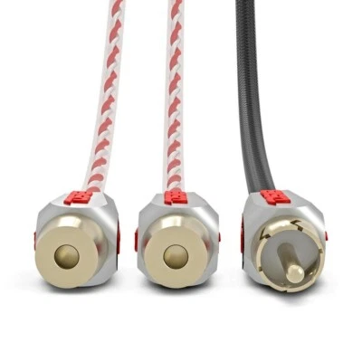 DS18 HQRCA2F1MKIT 1 Male to 2 Female Dual Twist RCA 1x Red 1x Black Kit - Image 1 of 4