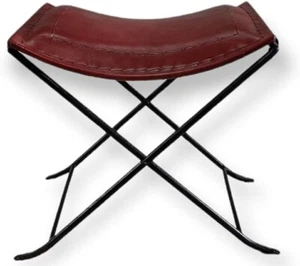 Premium Butler Melton Leather Stool - Elegant and Sturdy Portable Folding stool - Picture 1 of 5