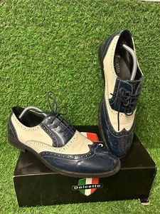 Dolcetto Italian Shoes Patent Leather  Blue / White  UK size 11 Brogues Wedding - Picture 1 of 8