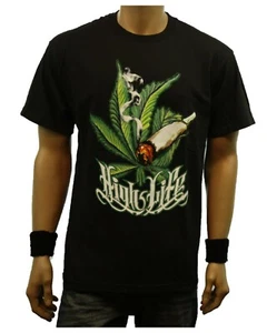 Weed Marijuana HIGH LIFE Cannabis Pot Printed Graphic T-Shirt Fashion Urban Tee - Bild 1 von 3