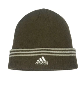 Adidas Gorro Tejido Puños Sombrero Unisex Adulto Marrón Beige Bordado Logo De Colección - Imagen 1 de 7