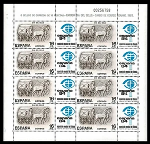 MP 2 .Minipliego Día del Sello 1984 Carro de Correo Romano España 1984 sellos - Imagen 1 de 1