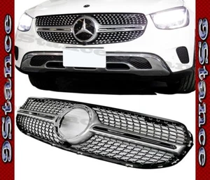 SILVER BAR BLACK FRAME DIAMOND GRILLE FOR W253 X253 BZ 2020 2021 NON AMG GLC - Picture 1 of 5
