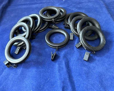 "14 perchas de cortina con clip teñido dorado acanalado negro talla 1,75"" Int"  Foto 1 de 4