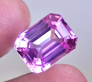 Flawless 17.40 Ct Natural Mogok Pink Ruby Emerald Cut Certified Loose Gemstone - Picture 1 of 7