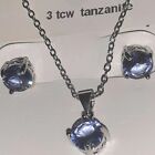 NECKLACE &amp; STUD EARINGS SET-3.00 TCW (SIMULATED TANZANITE)