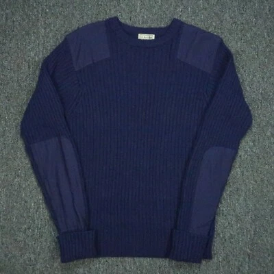 LL Bean Sweater Mens Small Blue Merino Lambs Wool Commando Crew Pullover - Image 1 of 4