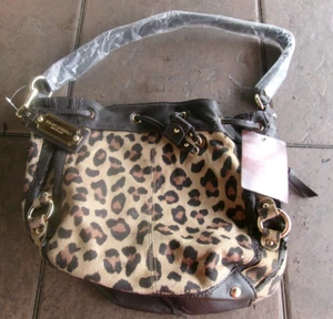 Tignanello Hobo Purse Handbag Tan Brown Cheetah Animal Print Gold Hardware - Picture 1 of 6