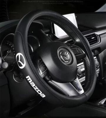 New 15"/38cm Diameter Car Steering Wheel Covers Genuine Leather For Mazda Black - Image 1 of 4