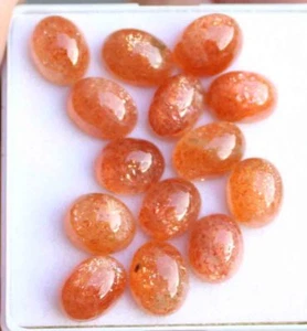 Lote de piedras preciosas sueltas cabujón ovalado de 52,30 quilates 100 % piedra solar roja natural 8*10,5 mm - Imagen 1 de 3