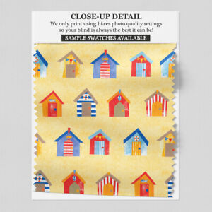 221 Patterned Beach Huts Sand Roller Blind - various sizes, blackout FREE P&P