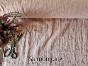 Salmon Pink Linen Fabric by the Yard – Soft Linen for Sewing, Crafts & Décor - Picture 1 of 4
