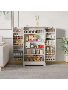 Furmax Kitchen Pantry Cabinet With Adjustable Shelves, White - Picture 1 of 7