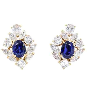 Blue Sapphire & White CZ 10.90CT 935 Argentium Silver Women's Beautiful Earrings - Picture 1 of 5