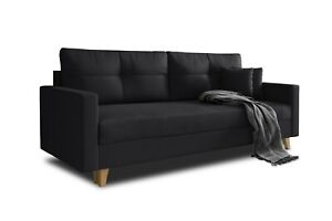 Modern Sofa Bed Brand New Eco Leather 3 Seater Colour Graphite FAST DELIVERY