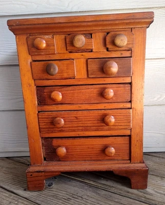 Antique 1920's/30's Primitive Folk Art Heart Pine Bracket Foot Child's Chest - Image 1 of 4